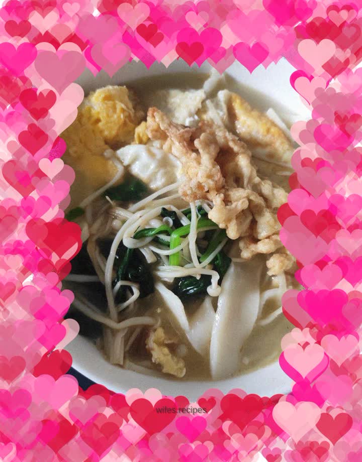 Oil-splashed hand-rolled noodles + Enoki mushroom soup noodles
