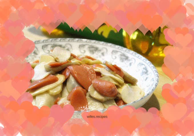 Stir-fried king oyster mushrooms with ham