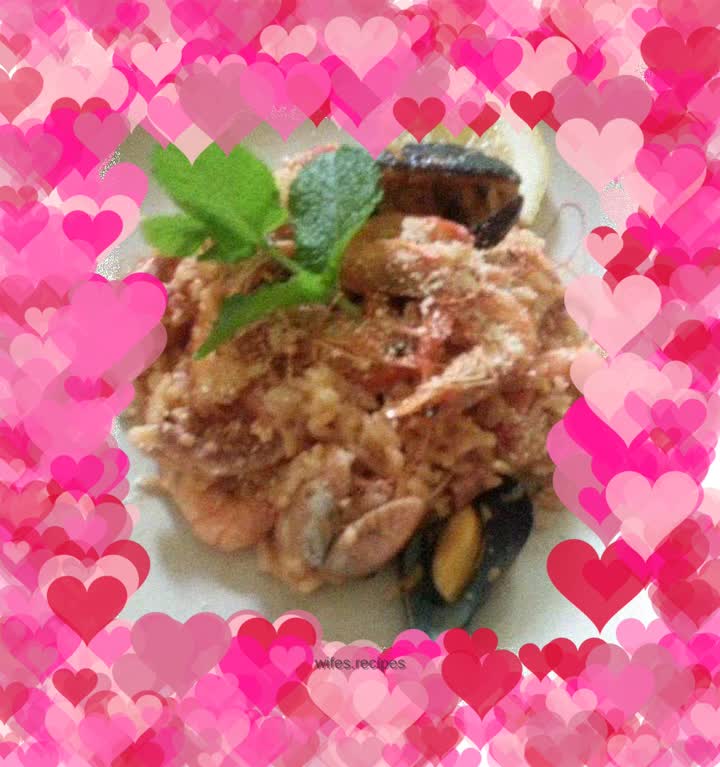 Seafood Risotto with Tomato Sauce