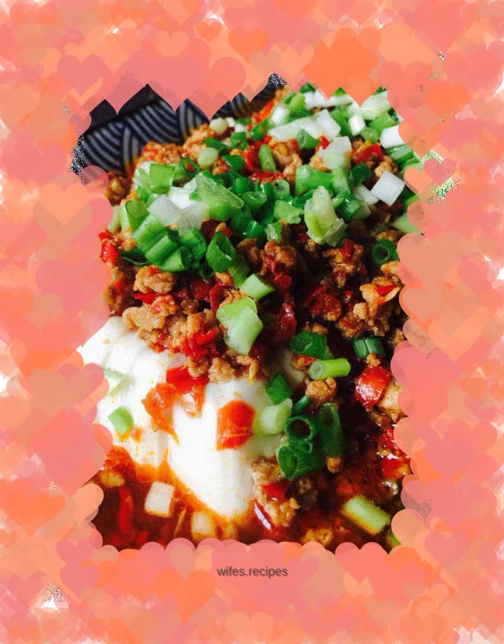 Steamed Tofu with Pickled Pepper Minced Pork