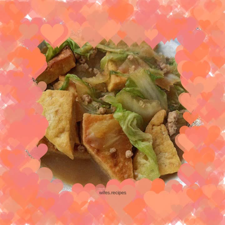 Pan-fried tofu and stir-fried cabbage