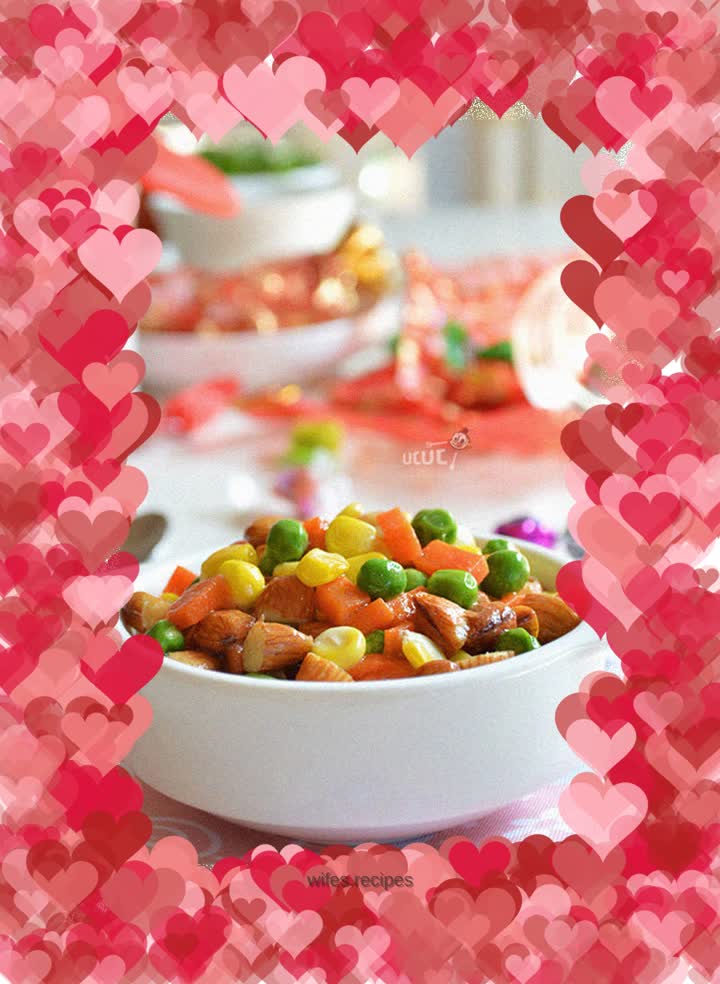 Almond colored vegetable dices