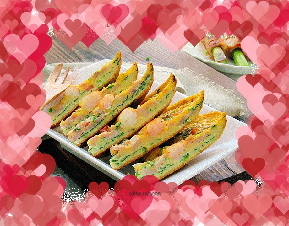 Thick Egg Pancake with Shrimp and Chives