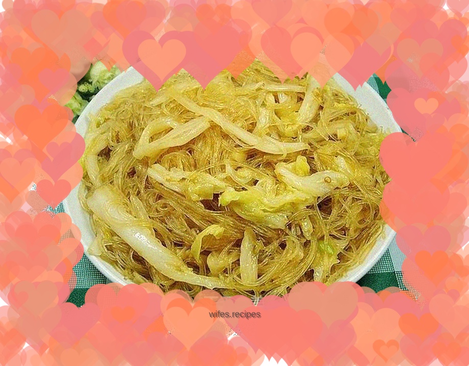 Home-cooked side dishes - stir-fried vermicelli with cabbage in oyster sauce