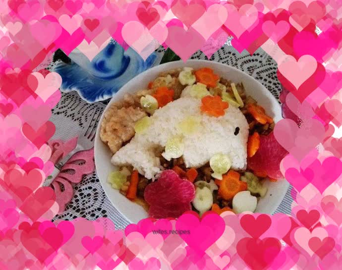 Pork chop and dolphin bento