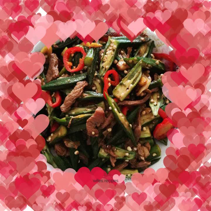 Stir-fried shredded pork with okra