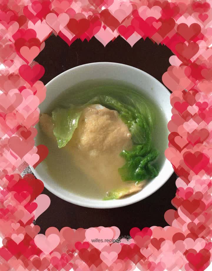 Egg Dumplings and Lettuce Clear Soup