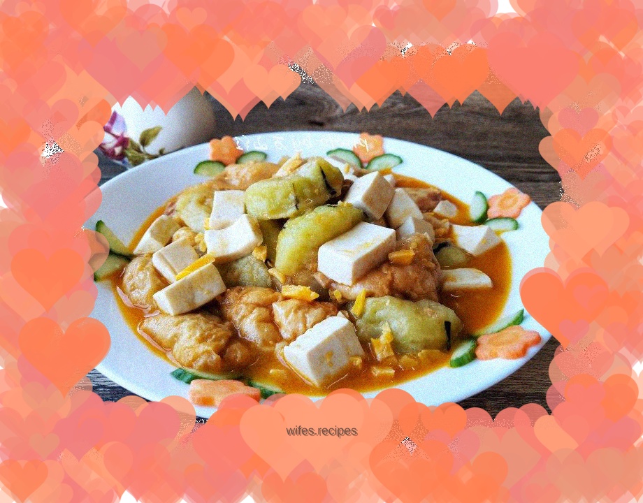 Braised tofu with crab roe sauce