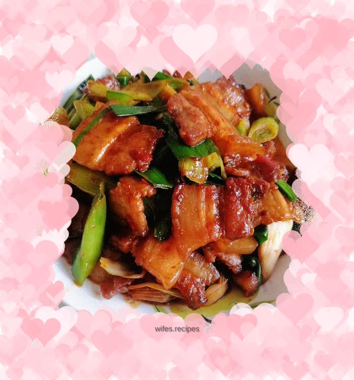 Twice-cooked pork with garlic sprouts