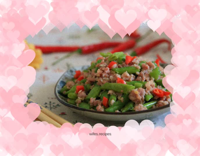 Minced sword beans and minced meat