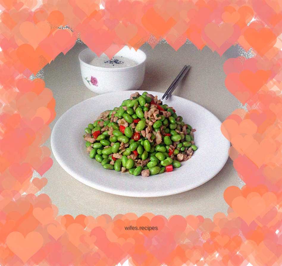 Minced pork and roasted edamame