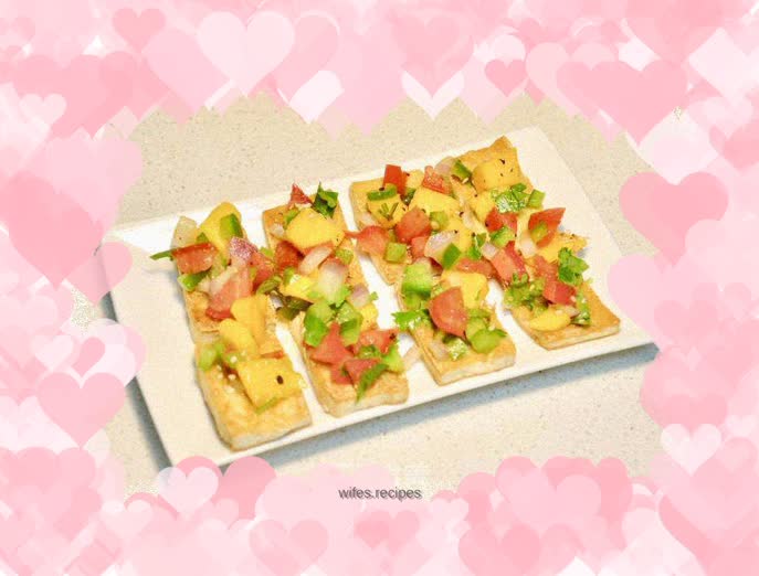 Pan-fried tofu with mango salsa