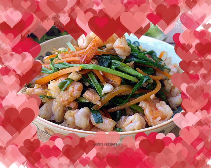 Stir-fried shrimp balls with chive sprouts