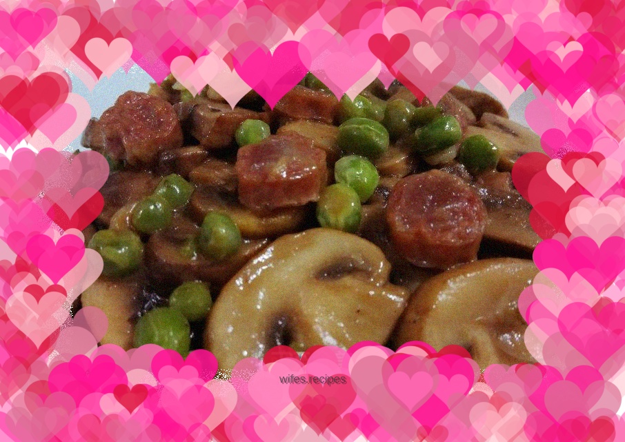 Stir-fried Chinese Sausage with Mushrooms and Green Beans