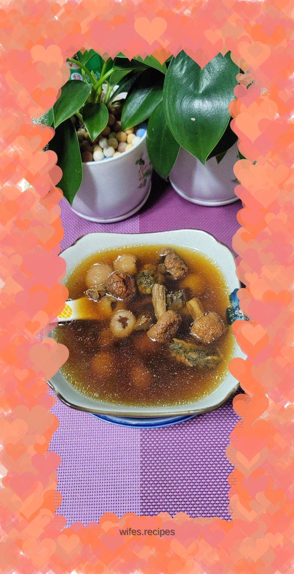 Red Mushroom, Longan and Black-bone Chicken Soup