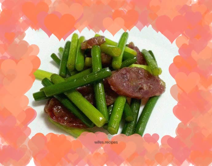 Stir-fried Sausage with Garlic Moss