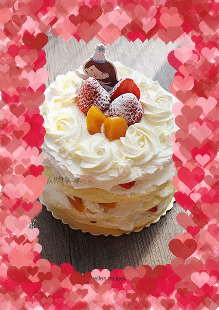 Yellow Peach Strawberry Naked Cake