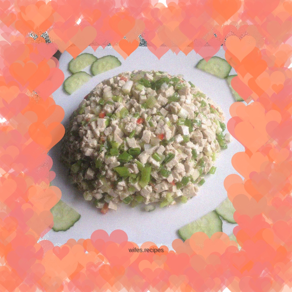Tofu mixed with green onions