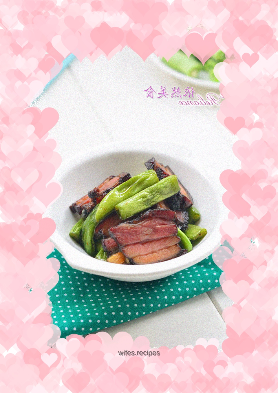 A delicious home-cooked dish - Stir-fried green beans with cured pork belly