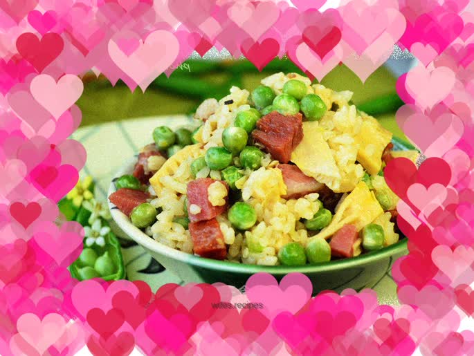 Rice with peas and diced bamboo shoots