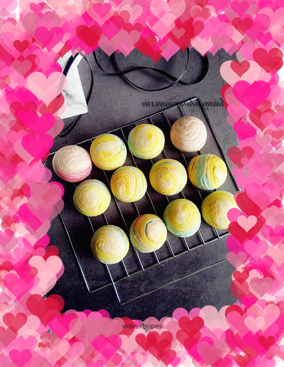 Rainbow spiral bean paste cake