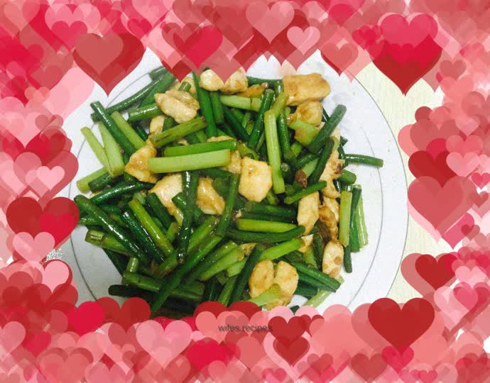 Home cooking—Chicken breast with garlic sprouts