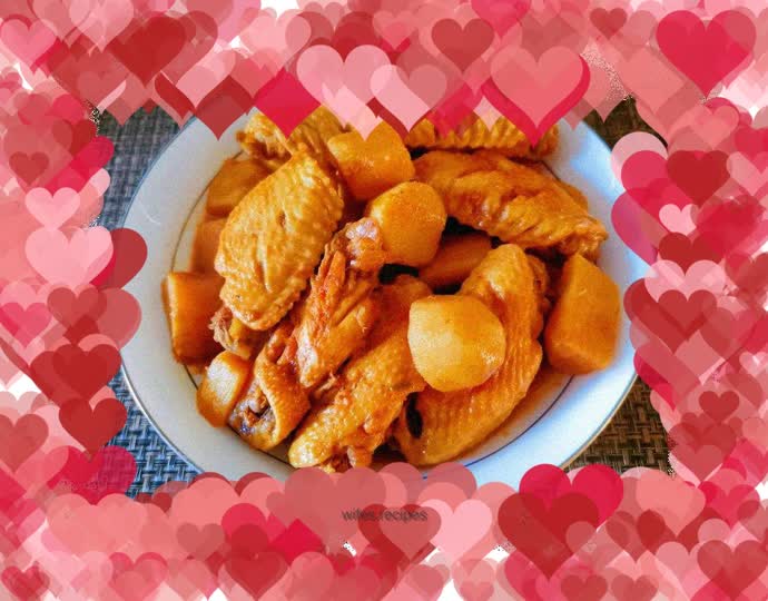 Yam stewed chicken wings