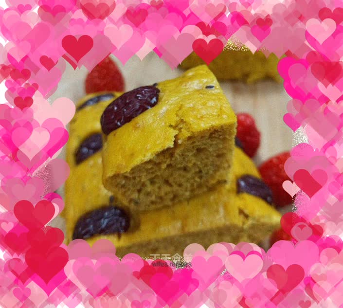 Pumpkin, black sesame and red date cake