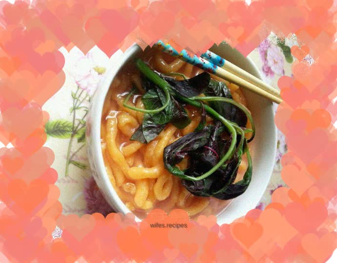 Homemade mustard and carrot noodles