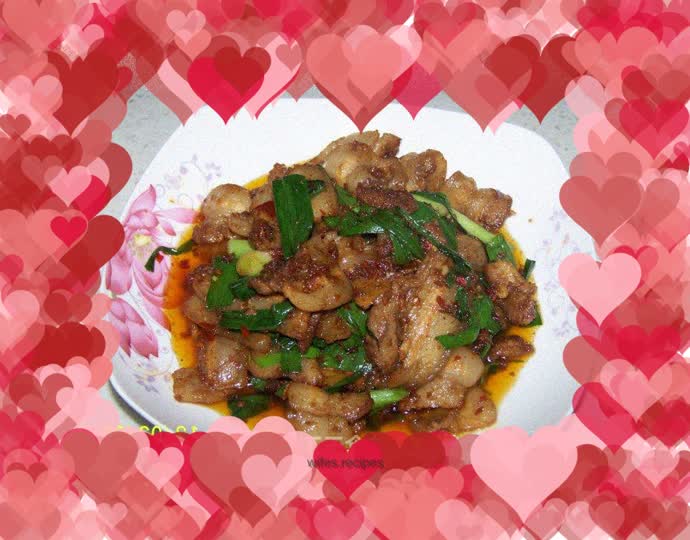 Twice-cooked pork with garlic sprouts