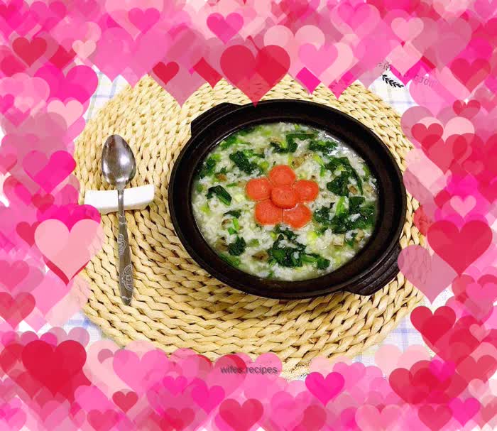 Pork liver and spinach porridge