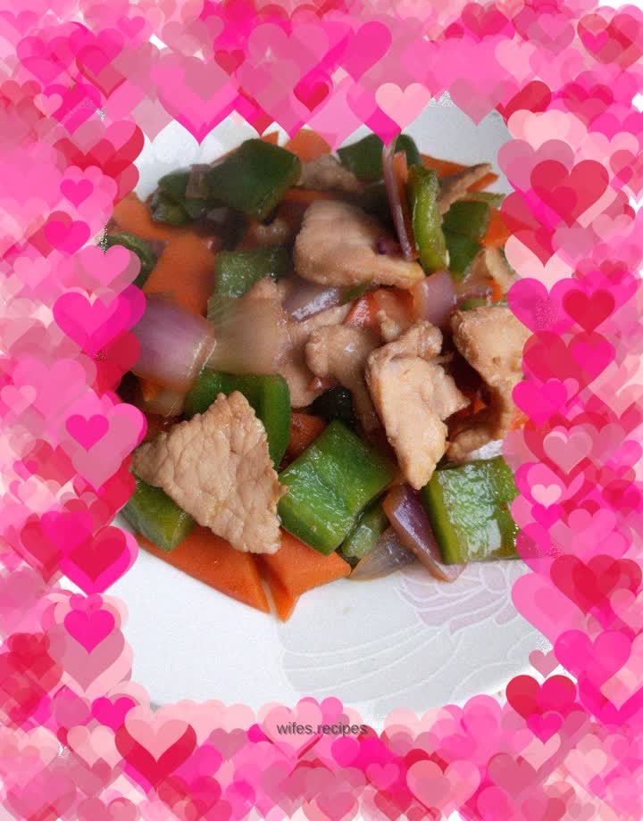 Stir-fried three-color pork slices