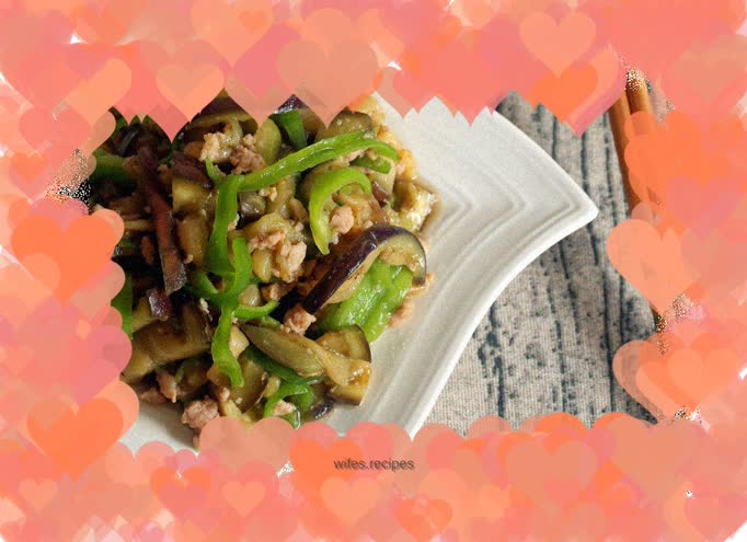 Green pepper and eggplant shreds