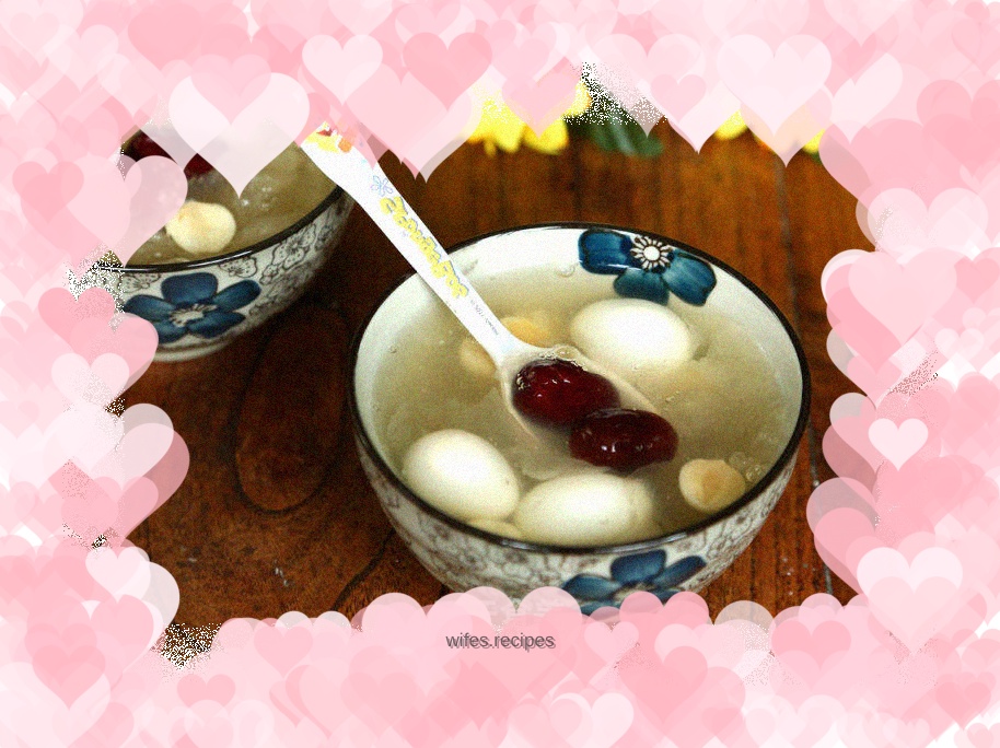 Quail eggs, red dates and white fungus soup