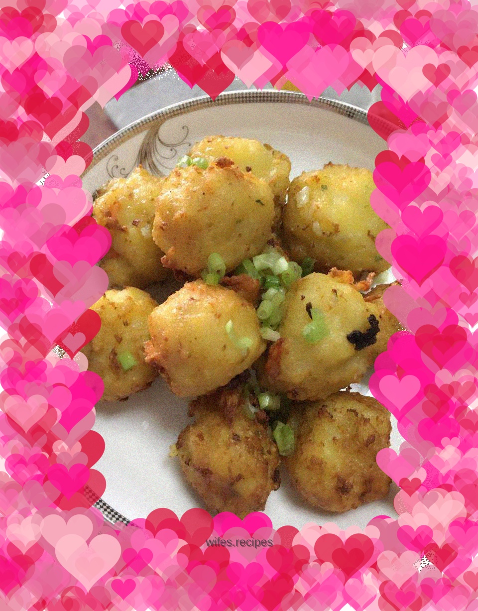Shrimp stuffed with mashed potatoes
