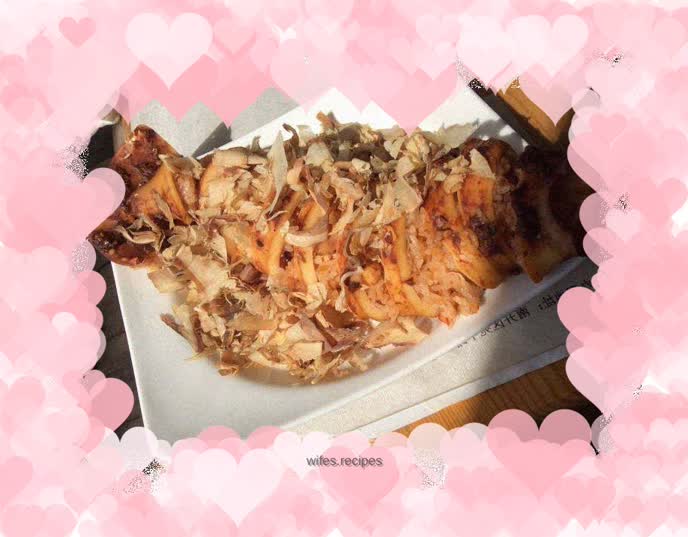 Grilled glutinous rice squid with sauce