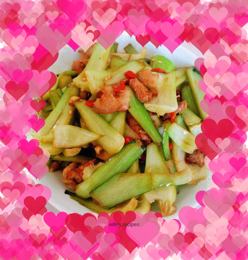 Stir-fried pork with vegetable stems