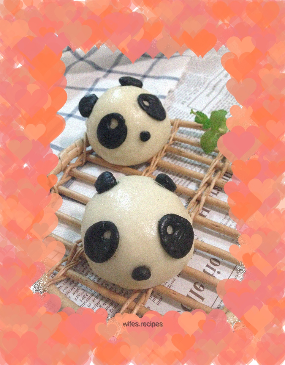 Panda Custard Buns - with oil-free custard filling recipe