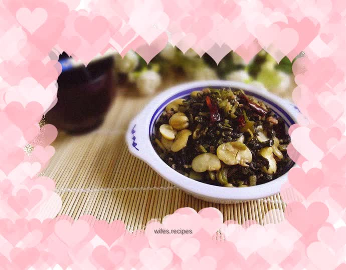 Stir-fried pickled mustard with broad beans and minced meat
