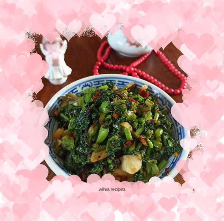 Stir-fried radish tassels with chopped pepper and garlic