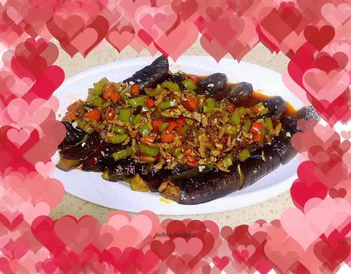 Eggplant with minced meat and fish flavor