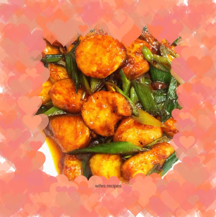 Braised Tamago Tofu with Garlic Sprouts