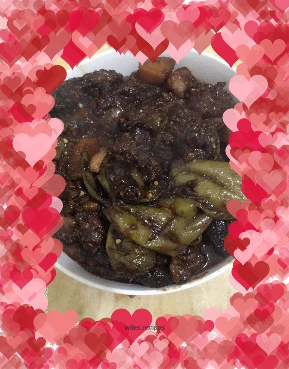 Pickles wrapped with donkey meat and purple eggplant