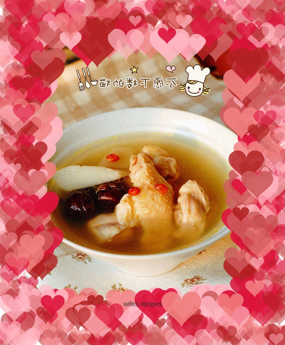 Yam, red dates and local chicken soup