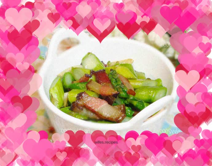 Stir-fried asparagus with bacon