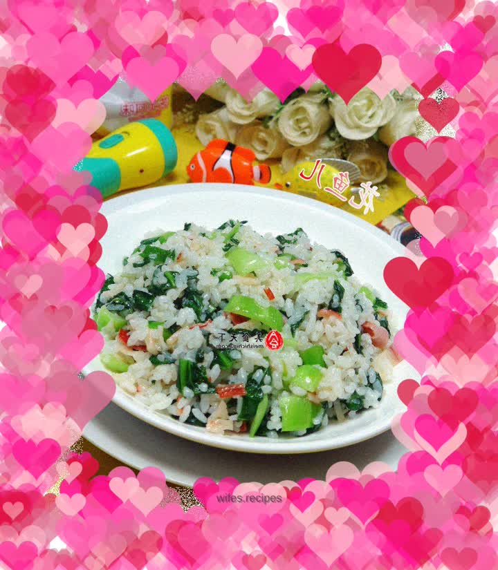 Fried rice with crab sticks and vegetables