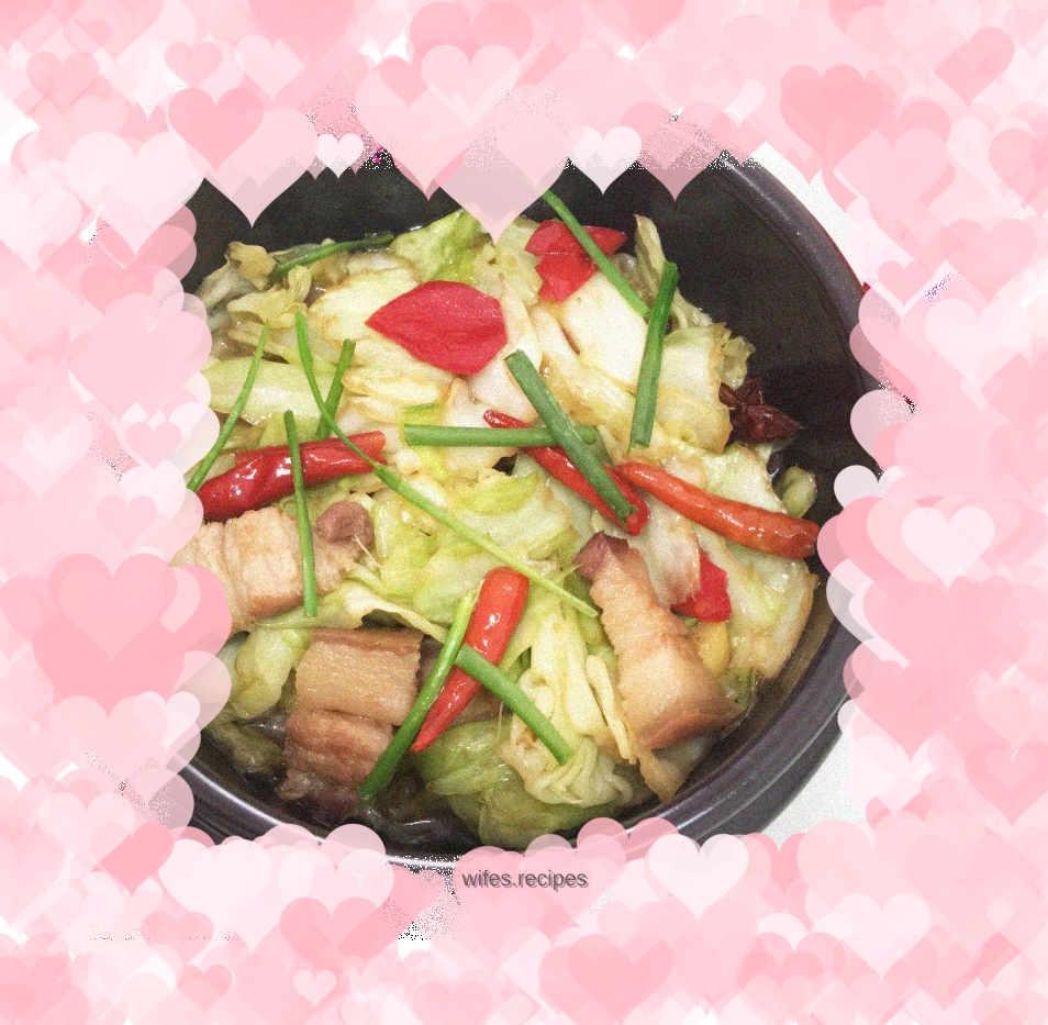 Hand-shredded cabbage in dry pot