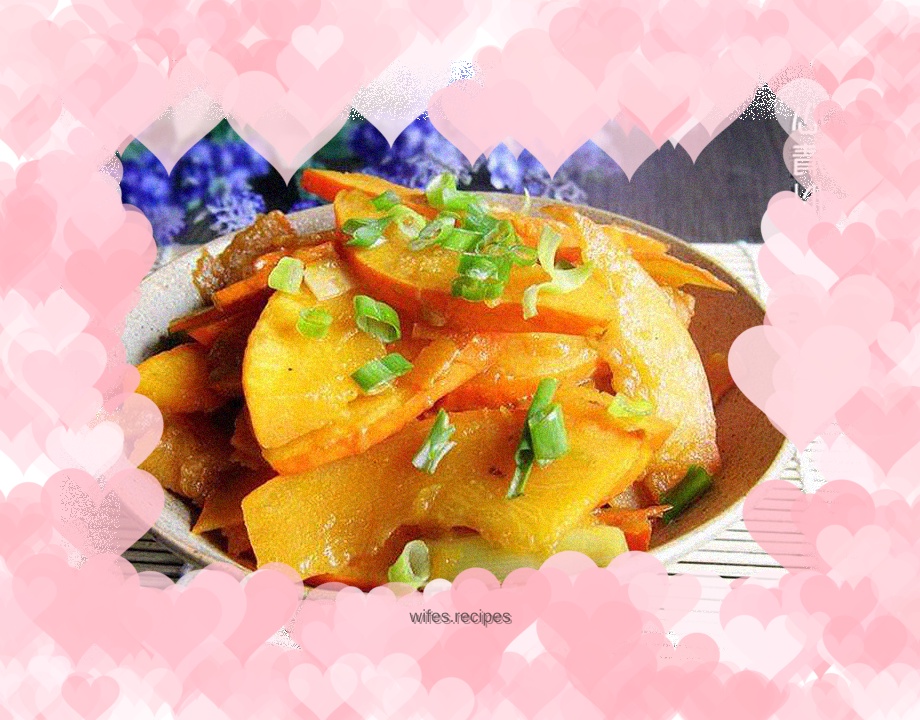 Braised pumpkin with green onions