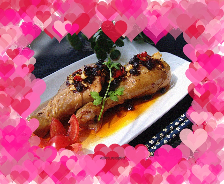 Steamed chicken drumsticks with spicy black bean sauce