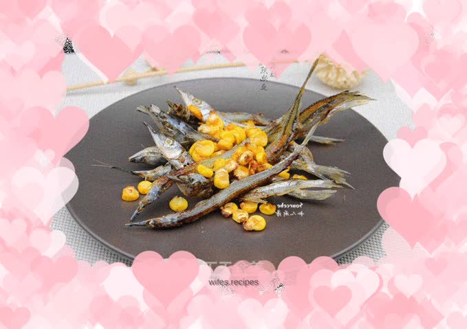 Fried fish with corn kernels